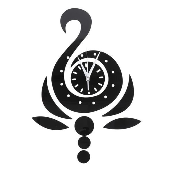 

1pc creative wall clock fashionable wall decorative hanging clock crystal stereo lotus swan mirror chic art decor fo