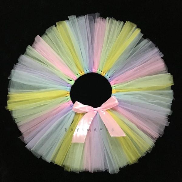 

colorful baby tutu skirts girls handmade fluffy tulle ballet pettiskirts tutus with ribbon bow kids birthday party skirt clothes