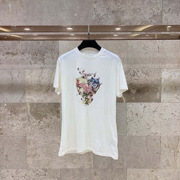 

women designer t shirt2021 new floral print loose thin simple versatile round neck short sleeve t-shirt pullover, White