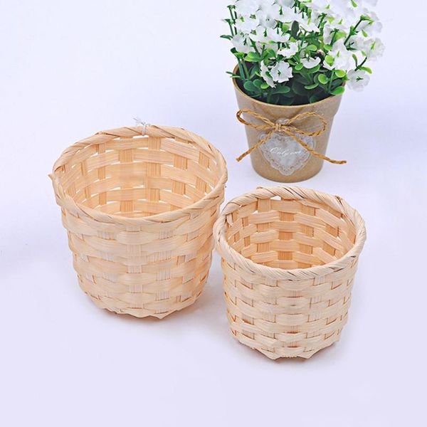 

vases natural bamboo hand-woven flower basket household retro woven pot sundries storage vase planter home organizer dropship