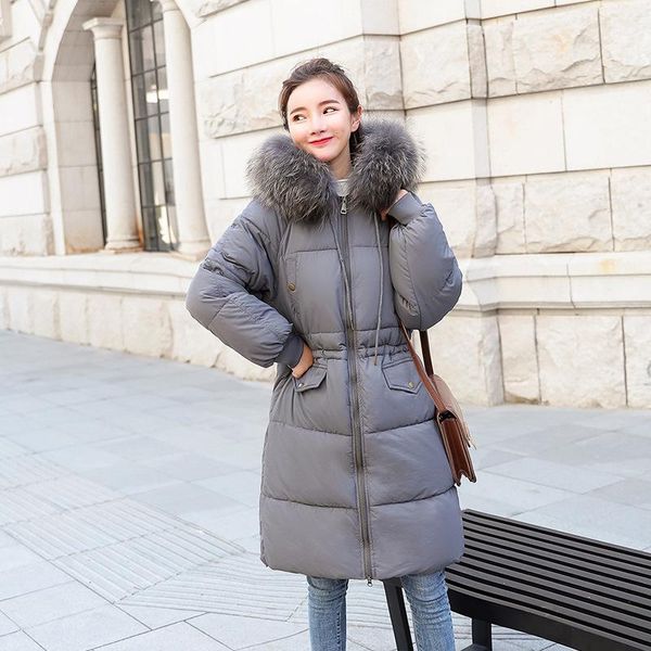 

real time 2021 new pattern winter korea east gate heavy seta lead easy long fund down jackets thickening clothes loose coat, Black