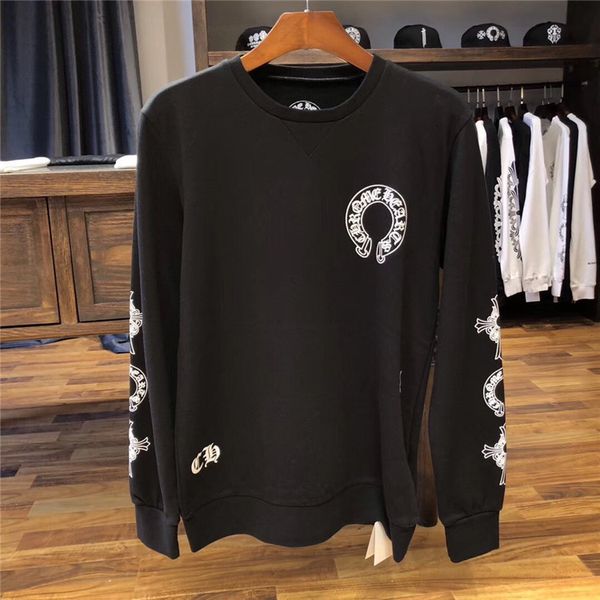 

t horseshoe ch chao shorts cross brand chcroxin sanskrit round neck men's and women's sweater coats qmkb a2nj, Black;white