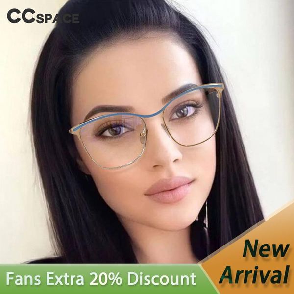 

sunglasses 53770 cat eye square ladies eyewear anti blue light metal frame decorative women's computer glasses, White;black