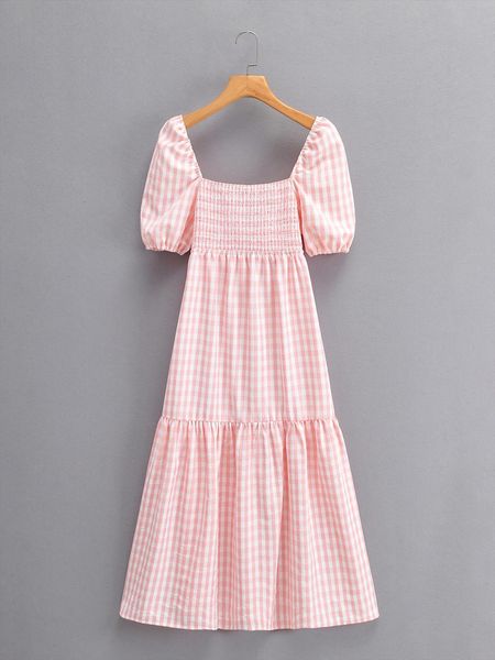 

summer plaid color pink women dresses young style elegant fashion butterfly short sleeve long vestidos backless, Black;gray