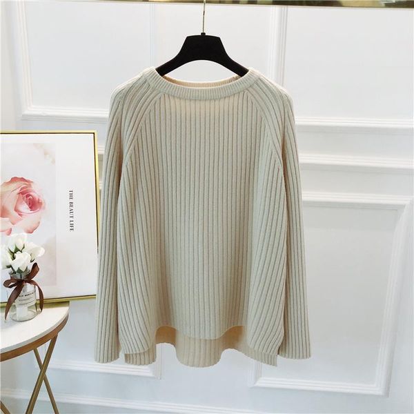 

women's sweaters long sleeves sweater women pullover casual o-neck chic loose solid female jumpers clothe 2021 korean fashion, White;black