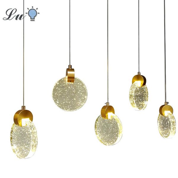 

pendant lamps led round crystal lights bar glass hanging lamp living room decor restaurant hanglamp ac 220v interior lighting fixture