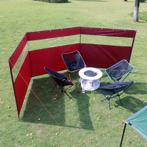 

130x440cm outdoor windscreen multifunction 300d oxford cloth fold transparent strip camping picnic bonfire windbreak windshield