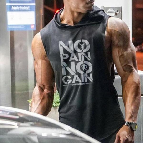 

men's t-shirts mens bodybuilding hooded tank sport vest sleeveless breathable polyester o-neck workout for summer debardeur hommes, White;black