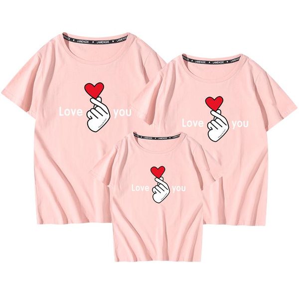 

family matching outfits pink t-shirt love you print short sleeves mother and kids tshirt harajuku tee shirt dropship, Blue