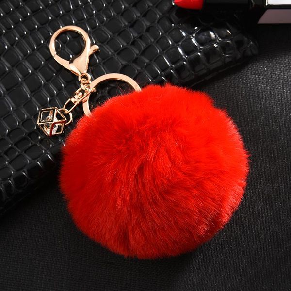 

keychains cute rhinestone keychain fur ball key chain women trinket car bag ring jewelry gift fluff 256eh, Silver