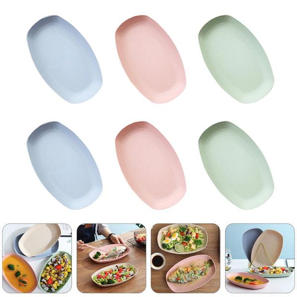 

dishes & plates 6pcs oval dessert fruit tableware (assorted color)