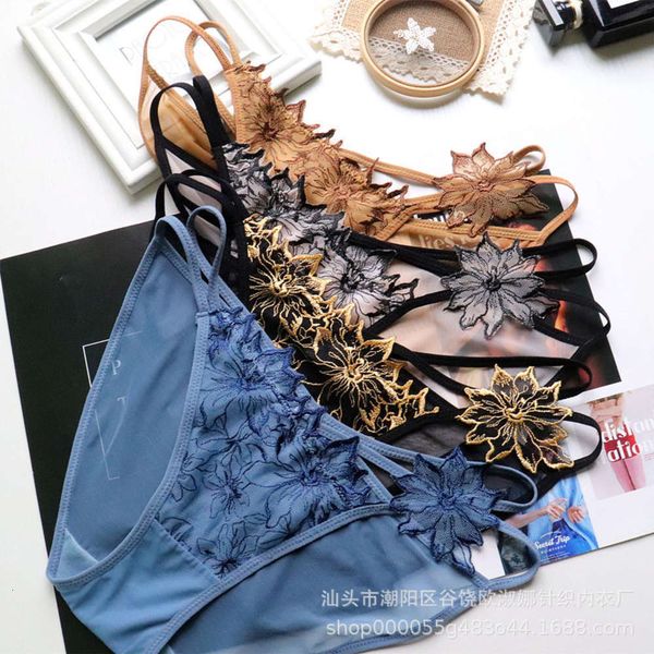 

trendy embroidered mesh breathable lace fun traceless luxurious low waist women's underwear, Black;white