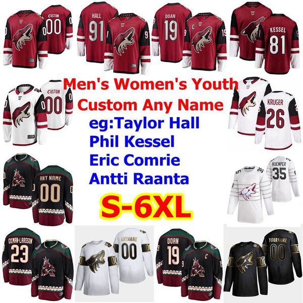 

all star arizona coyotes hockey jerseys 91 taylor hall 81 phil kessel 19 shane doan clayton keller 35 darcy kuemper custom stitched, Black;red