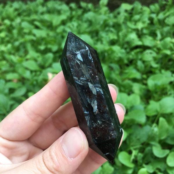 

decorative objects & figurines natural astrophyllite crystal wand black double-pointed treatment stone for ornaments decor gift