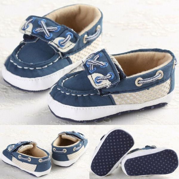 

first walkers toddler baby boys girls crib shoes blue patchwork soft sole casual canvas