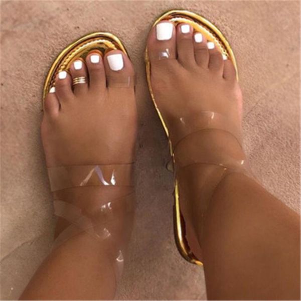 

selling 2021 new women's sandals ladies shoes set toe transparent strappy sandals rome large size flat, Black