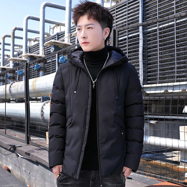 

2021 new brand mens winter down jacket long sleeve man clothes dust coat hoodie korean style plus size fashion clothing pk08, Black