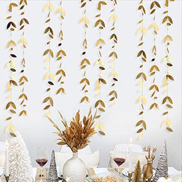

party decoration 13ft gold paper leaf garlands hanging leaves streamer banner for birthday baby bridal shower wedding engagement decor