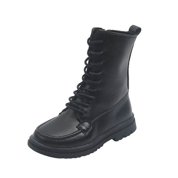 

kids boots childrens shoes boys girls footwear autumn winter leather high boot princess wear b8983, Black;grey