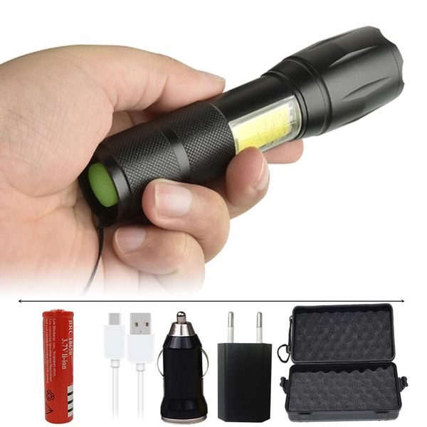 

flashlights torches fx-dz50103c led xhp70.2 & xm-l-t6 cob 4 modes 5000lm torch light micro usb port lantern zoomable for camping