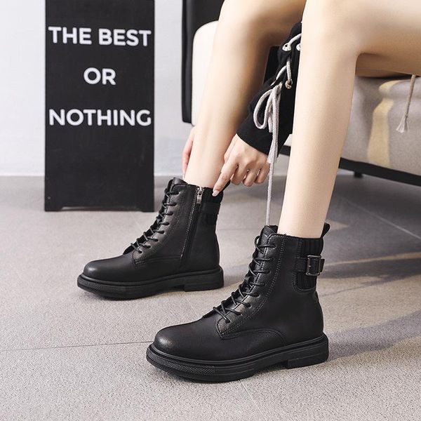 

boots 2021 british style women short all-match warm shoes black white size 35-40