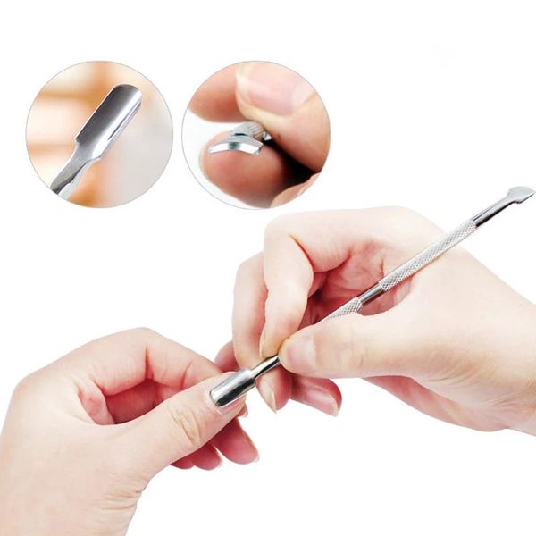 

cuticle pushers 1pcs double-end silver remover stainless steel finger dead skin cut manicure stirring rods nail art pusher tool