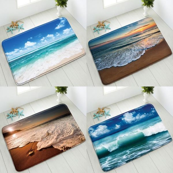 

bath mats anti-slip mat summer ocean scenery bedroom living room kitchen doormat water absorption floor carpet washable foot pad