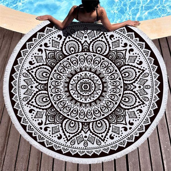 

towel mandala microfiber fabric beach cotton for india yoga mat tassel blanket large round bath 150cm tapestry 45