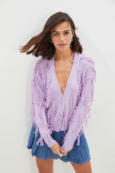 

women's knits & tees trendyol tassel detail knitwear cardigan twoaw22hi0835, White