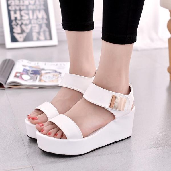 

dress shoes 5.5cm summer platform wedge sandals fashion women's korea style ladies black white sandal woman