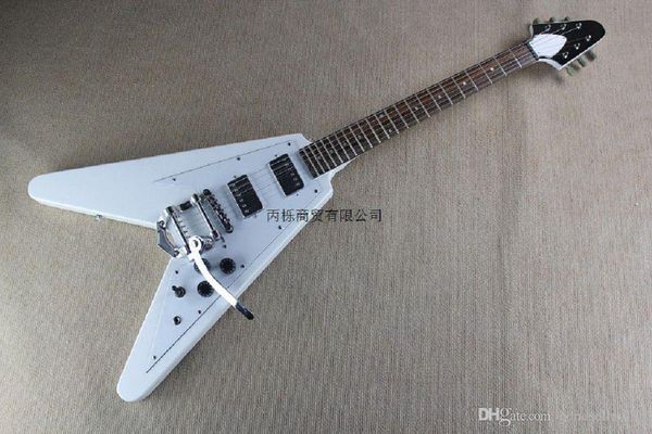 

. guitar with tremolo standard dot inlay gbs flying v white electric guitar @29