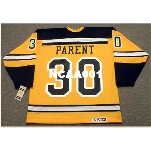 

001s #30 bernie parent boston bruins 1966 ccm vintage away hockey jersey or custom any name or number retro jersey, Black