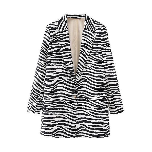

women's suits & blazers vinatge woman loose zebra stripes blazer coats tide spring casual ladie basic outwear female elegant streetwea, White;black