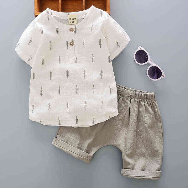 Bedruckte Ananas Baby Jungen Mädchen Sommerkleidung Mode Baumwolle Säuglingssportanzug für einen Jungen T-Shirt + Shorts Kinderkleidung G220310