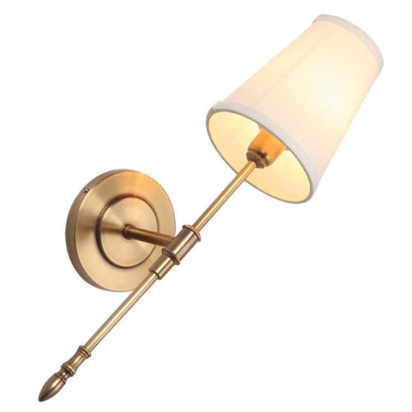 Lampada da parete in rame pieno per specchio da bagno decorativo Camera da letto Corridoio Scale Lampada da parete moderna in ottone per interni 210724