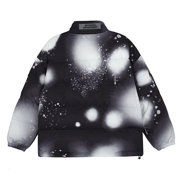 

New Hip 2021 Hop Jackets Thick Parka Men Streetwear Outerwear Ink Printing Block Padded Coats Winter Harajuku Cotton Jacket W4MQ, Black