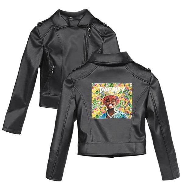 

women's jackets pu leather dababy rapper women streetwear logo coat jacket print brand cool harajuku slim black short, Black;brown