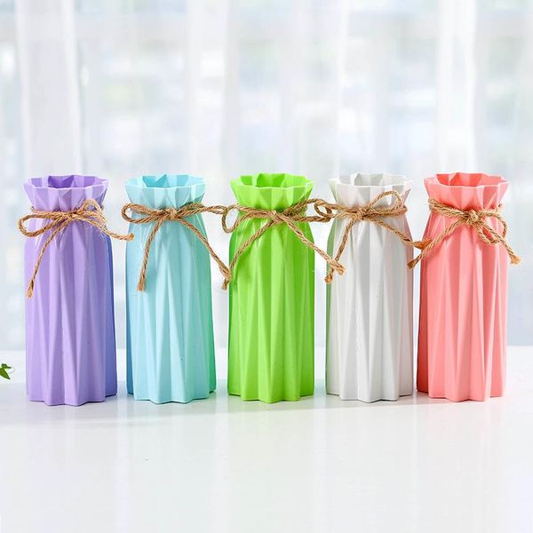 

vases colorful plastic flower arrangement pots imitation ceramic macaron home decoration