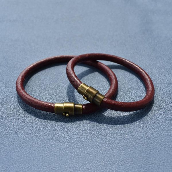 

charm bracelets 2021 men jewelry classic red leather bracelet for copper magnetic clasp punk homme bangles gifts 18/20cm, Golden;silver