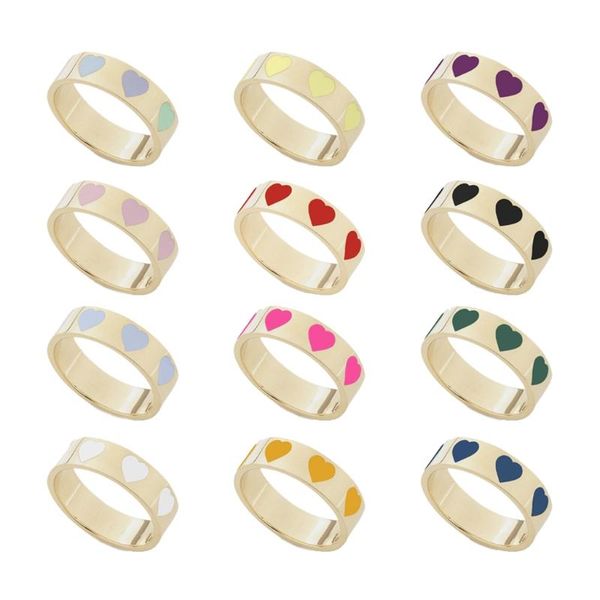 

wedding rings 12pcs colorful heart ring alloy set for women girl couple cute love plain stackable finger, Slivery;golden
