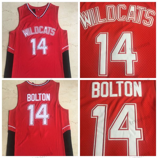 Uomo Zac Efron Troy Bolton 14 East High School Musical Wildcats Maglie da basket Red Ed Camicie S-XXL