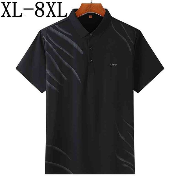 

men's dress shirts 8xl 7xl 6xl breathable oversized polo shirt men short sleeve camisas business polo homme brand clothing et6z, White;black