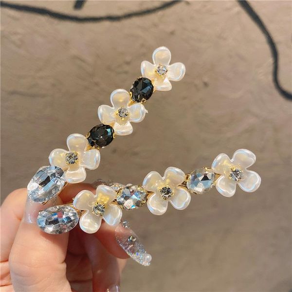 

hair accessories crystal flower hairpin sweet girl black diamond clip women's solid color barrettes fashion jewelry