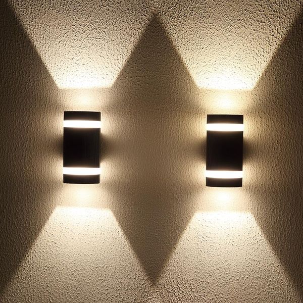 

modern led wall light outdoor ip65 waterproof aluminum black wall lamps porch garden lamp 6w 12w 110v 220v sconce luminaire