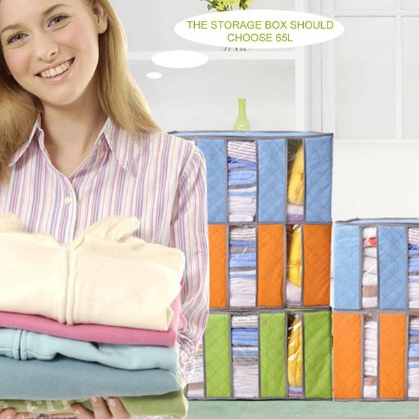 

storage drawers 65l foldable blanket bag clothes closet organizer with clear window jan88