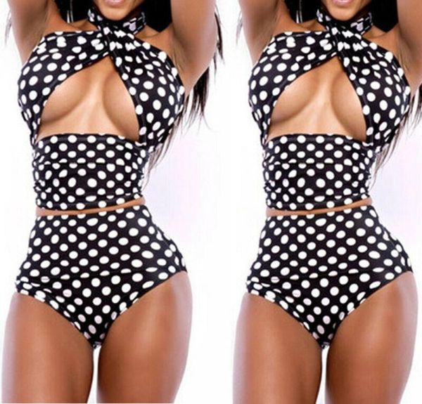 

women's swimwear fashion summer women sets high waist dot bikini swimsuit monokini beachwear crop shorts bathing suit s-xl, White;black