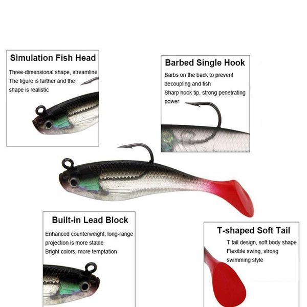 

gobygo 1pcs pesca sile fish soft lures 80mm 9.25g jig wobbler lead head hook artificial bait supplies sea b jllpui