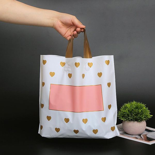 

gift wrap 50pcs/lot plastic shopping bags clothing package party supply with handle
