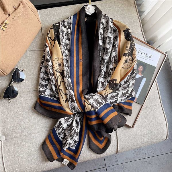 

2021 korean cotton linen scarf women's warm autumn travel sunscreen shawl beach air conditioner, Blue;gray