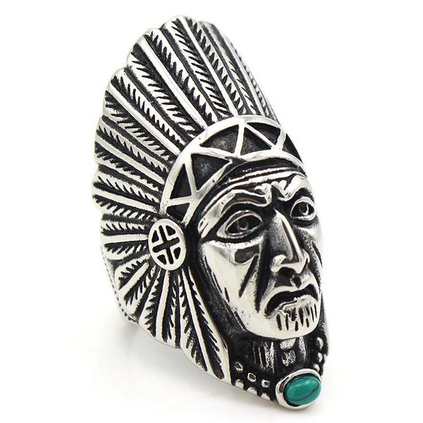 

cluster rings asjerlya charm tribe chief finger for women party gift fashion stainless steel jewelry with green nature stone, Golden;silver